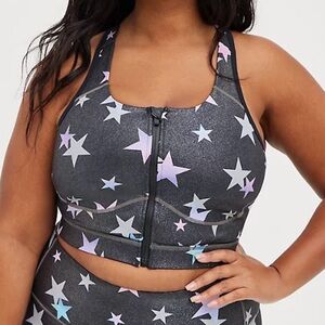 Torrid Glittery Stars Front Zip Sports Bra - 4